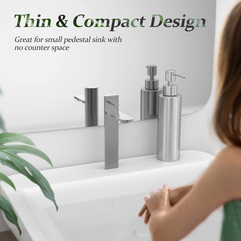 ARKTEK -Stainless Steel Countertop soap dispenser Rust Proof Liquid Hand soap dispenser, Premium Kitchen Pump for Liquid Bathroom Hand Dish Lotion (11.8 Oz / 350 ml) - Image 5